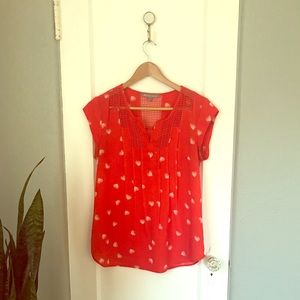 Daniel Rainn Orange Heart Pattern Top